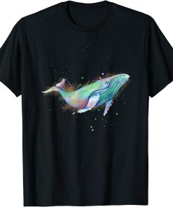 Rainbow Watercolor Whale T-Shirt - Humpback, Blue Whale