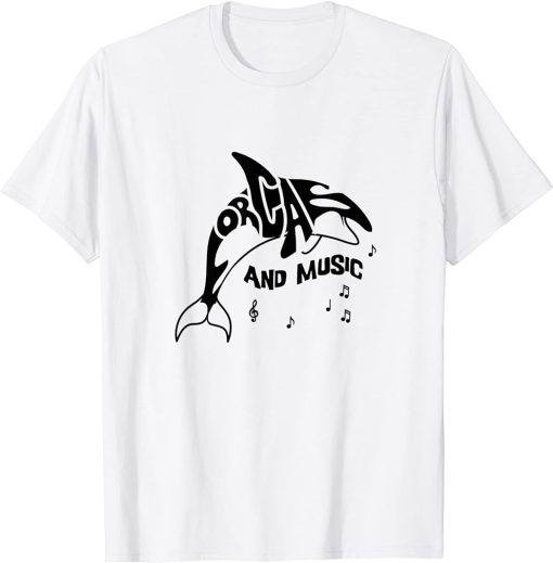 Orcas and Music Notes Whale Musician Clef T-Shirt