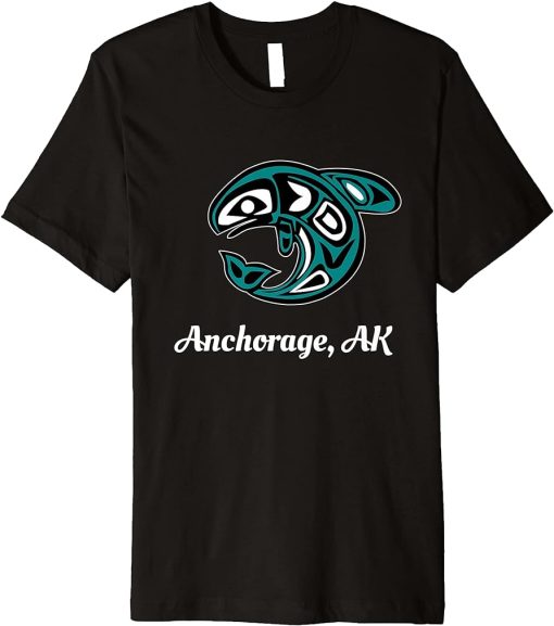 Anchorage Alaska Native American Tribal Orca Killer Whale Premium T-Shirt