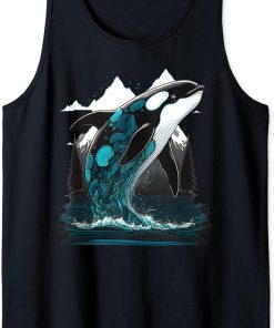 Colourful mystical orca whale watching dolphin pottwhale orca whale Tank Top