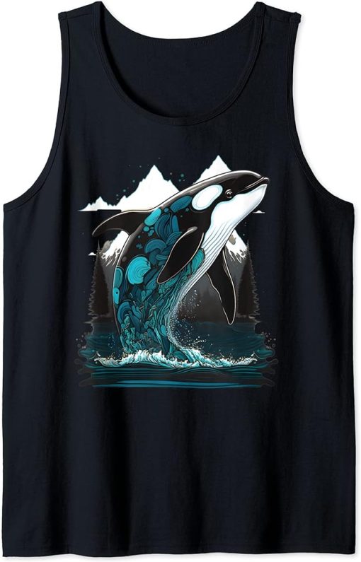 Colourful mystical orca whale watching dolphin pottwhale orca whale Tank Top