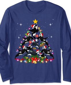 Orca Killer Whale and Christmas Tree Orca Whales Christmas Long Sleeve T-Shirt