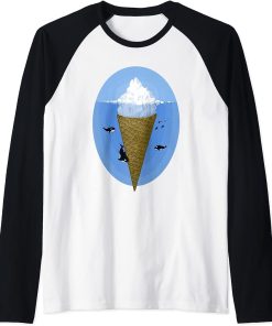 Ice cream lover Iceberg in ocean surreal orca whale funny Raglan Baseball Tee